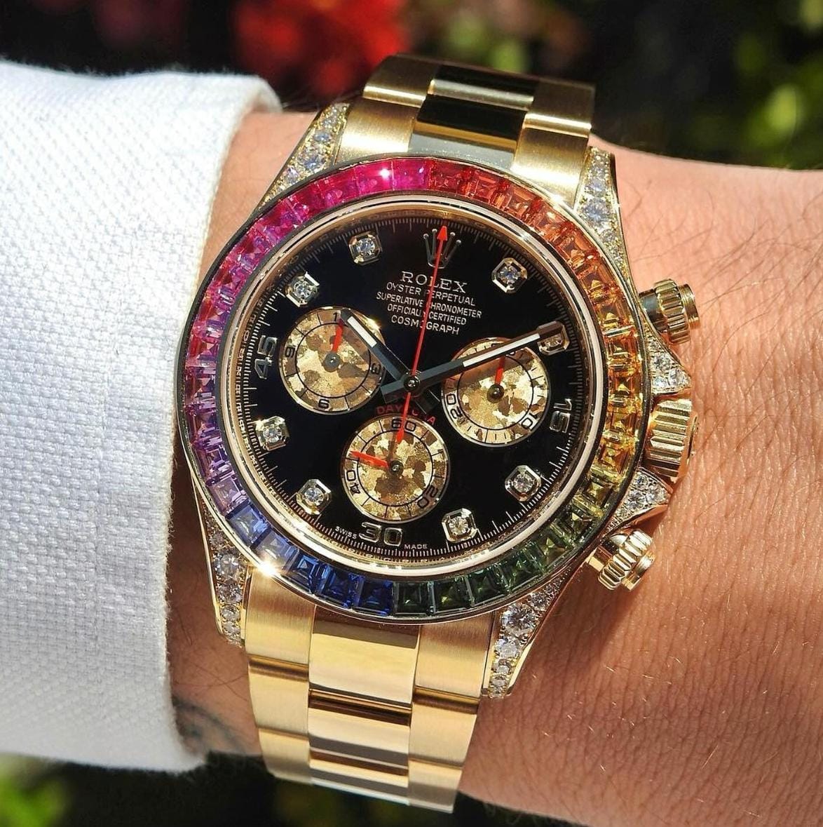 Rolexx Oyster perpetual Rainbow Gold