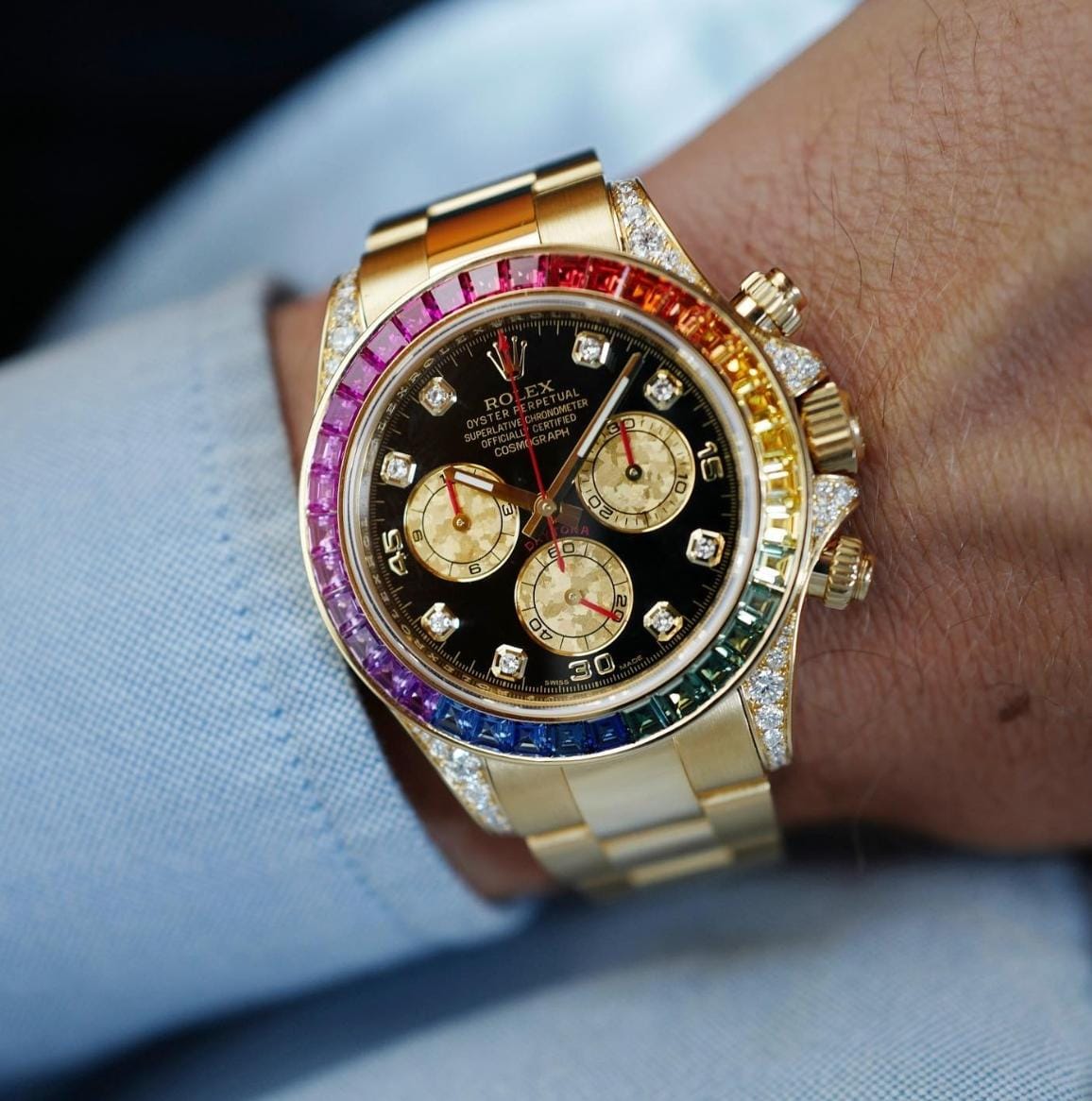 Rolexx Oyster perpetual Rainbow Gold
